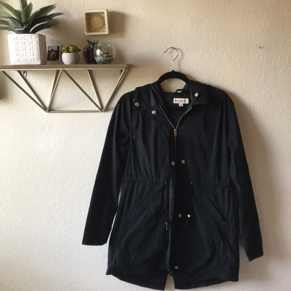 Black Trench Rain Jacket
